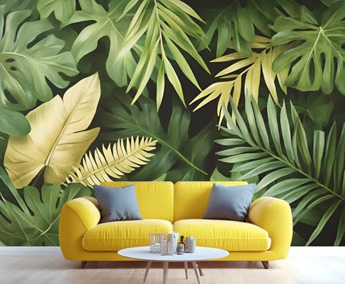 YXQAIED Papel pintado de hojas de palma, mural de hojas tropicales y decoración del hogar, papel pintado de plantas de selva tropical para la decoración de la sala de estar y dormitorio (no se puede