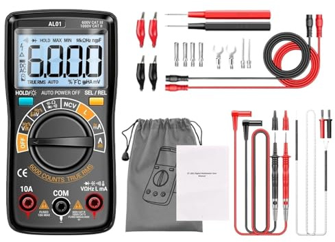 Multimètre numérique intelligent AL01, 6000 points, tension AC/DC, courant efficace vrai, Hz, résistance, condensateur, détection NCV(AL01 Black Pro)