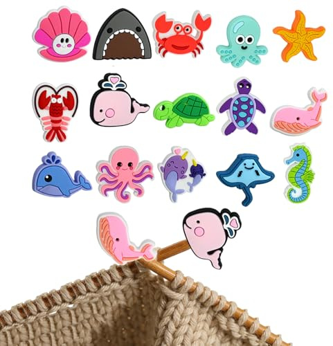 15 Stück Maschenstopper für Stricknadeln, 3D Tierformen Nadelspitzenschutz Schutzkappe, Strickzubehör zum 3mm Nadeln, Stricken, Nähen, Basteln, DIY-Projekte