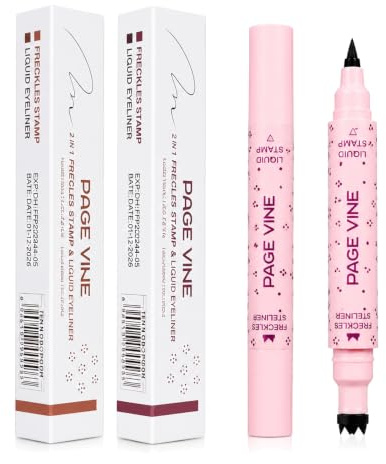 2 Pièce Stylo Taches de Rousseur Eyeliner 2-en-1 Freckle Pen Longue Durée | Imperméable Stylo Maquillage Fausses Taches de Rousseur Naturelles Maquillage Freckle pour Tous Les Types de Peau (#01 #02)