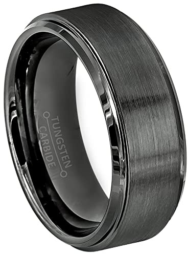 Jewelry Avalanche Brushed Gunmetal Tungsten Ring, Men's Tungsten Wedding Band - #616s12.5