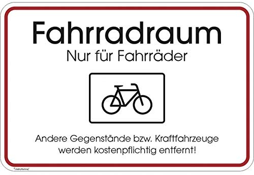 Betriebsausstattung24 Hinweisschild Fahrradraum… - PVC-Folie, selbstklebend - 30,0 x 20,0 cm - Symbol und Text Schild