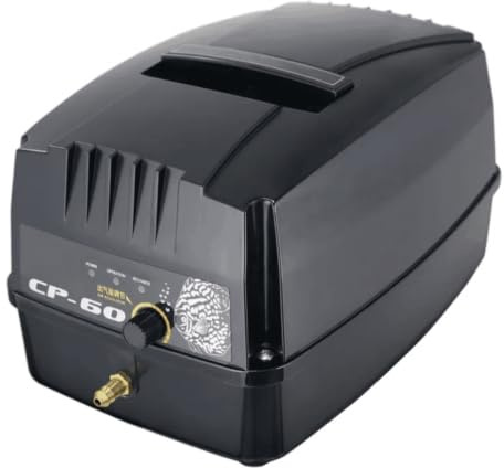 Blue Diamond Pumps Bomba de aire CP60 con control de flujo variable/voltaje dual, capacidad de funcionar tanto CA como CC lo que permite que tu pecera, estanque Koi o sistema hidropónico funcione