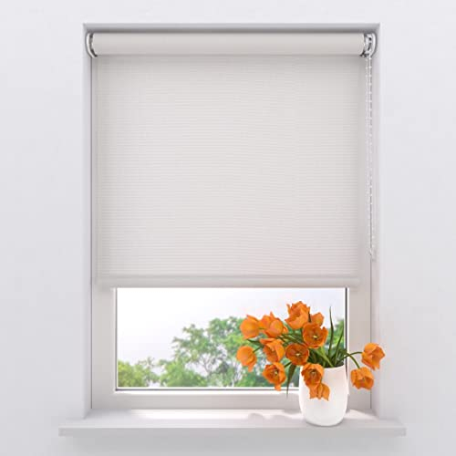 Radeco® Lichtdurchlässiges Rollo 40 x 190 cm, helles weiß, Größen 40-240 cm Breite, ohne Bohren, Wandmontage, Fensterrollos für innen