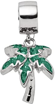 DUR Schmuck Damen Charm PALME Steinsand grün, Silber 925/- rhodiniert (F292)