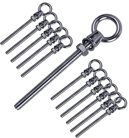EFUTURETIME 12 x Ringschraube M8 Holzgewinde, Edelstahl 304 | Augbolzen Ösenschraube mit Mutter, Eye Bolt Heavy Duty
