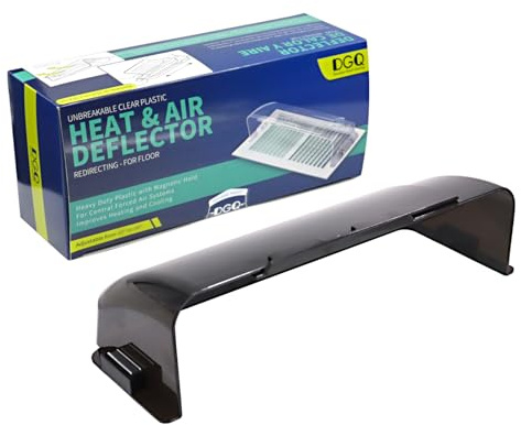 DGQ Unbreakable Air Deflector 8 to 12 Black Adjustable Heat and Air Vent Deflector Magnetic for Floor Registers, Vents, Sidewall, and Ceiling Registers (1)