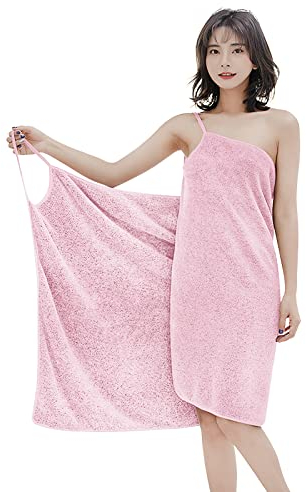 JIAHG Damen Saunakilt Frauen Badetuch Bademantel Duschtuch Spa Strand Schwimmen Weich Saugfähig Handtuch Saunahandtuch Saunatuch Saunarock Saunasarong 75cm*150cm, Rosa