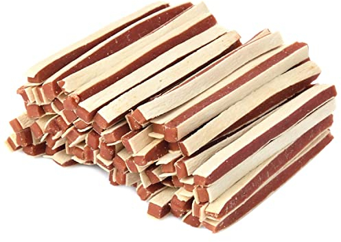 MERSJO Hundeleckerli - 87% Hoher Fleischanteil, Keine Zusatzstoffe, Getreide- und Zuckerfrei, Leckereien für Hunde zur täglichen Ergänzung, Natürliche Kauhilfe, Weiche Entenstreifen Sandwich, 500g