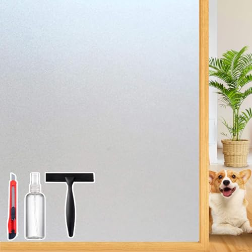 Frosted Glass Window Privacy Film Decorative with Tools, 2 Way Frosting Privacy Film for Glass Windows, Static Cling Tint for Home Anti-UV, Covering Clings 29.5 by 78.74