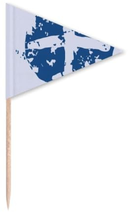 Blue Plane Design Illustration Pattern Toothpick Triangle Cupcake Toppers Flag