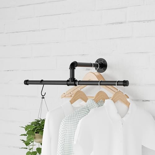 LouMaxx Rusticline Kleiderstange Wandmontage im Industrial Style - Kleiderstange Wand - Kleiderstange zur Wandmontage by