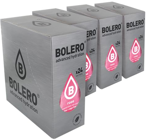 SET 96 BOLERO DA 9 GRAMMI ROSE Preparato istantaneo per Bevande con Stevia e Vitamina C e Senza Zucchero