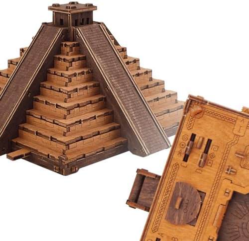 WOODEN.CITY Puzzle Box Maya Pyramide - Clue Box, Escape Room, Einzigartige Geschenkbox - Made in EU