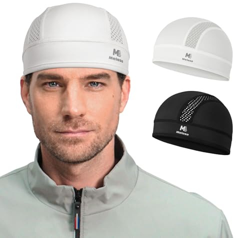 MELASA Microfleece Skull Cap Helmet Liner, Breathable Cycling Cap, Sweat Motorcycle Helmet Hard Hat Liner for Men Women