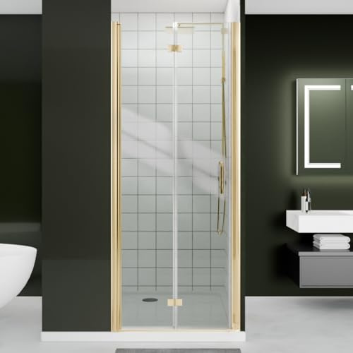 ComfyStyle Frameless Bifold Glass Shower Door 30-32 W x 72 H, 1/4 Clear SGCC Tempered Glass, Folding Pivot Swing Design, Space Saving Shower Glass Door for Small Bathrooms