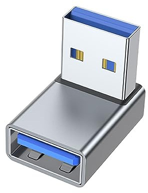FOLODA - Adaptador de extensión USB 3.0 macho a hembra en ángulo de 90 grados derecho e izquierdo para convertidor de extensión USB para portátil y PC