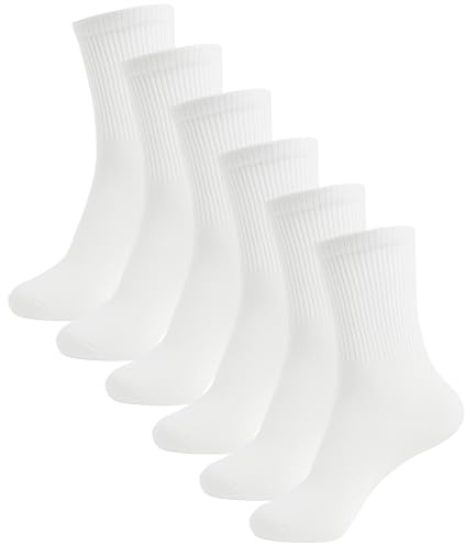 A2Z 4 Kids Pojkar Sport Sockar Packa Av 6 Slitstark Besättning Idrotts Socka - Socks AZ974 White 6 Pack 11-14