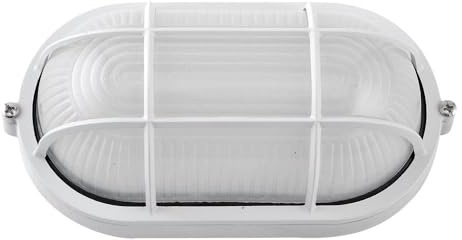 Blendend Aplique exterior ovalado de aluminio, 1xE27, blanco, 11.5x27.5x15.5 cm, IP44, ideal para iluminar jardines y terrazas.