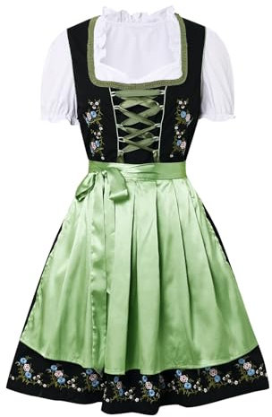 Generisch Bottes en cuir médiévale pour femme Oktoberfest Dirndl - Costume traditionnel allemand de fête de la bière - Costume de cosplay pour garçon, vert, S