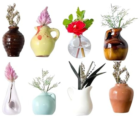 8 Stück Mini Vase Kühlschrankmagnete, 3D Vase Süße Kühlschrank Magnete, Stark Dekoration Magnete für kühlschrank, Magnetic Plant Blumen Für Küche Büro Deko