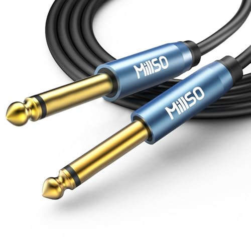MillSO 6.35mm Instrumentenkabel 3 M TS E-Gitarrenkabel 1/4 Mono Stecker auf Stecker Bass AMP Kabel für Bassverstärker, Lautsprecher, Mischpult, Pedal, Keyboard, Mixer, E Mandoline (STRAIGHT)