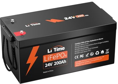LiTime 24V 200Ah Plus LiFePO4 Akku mit Low-Temp Protection, 200A BMS, bis 5120Wh Energie, bis 15000 Deep Cycles -Ideal für Solaranlagen, Wohnmobile, Camping, Boote & Hausenergiespeicher