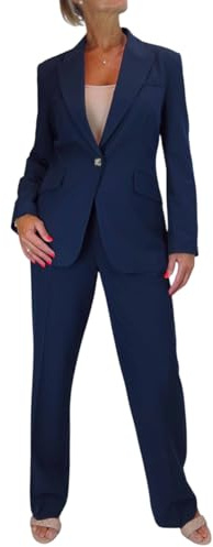 Paulo Due Women's 2 Piece Trouser Suit Fully Lined Blazer Navy Blue (16)