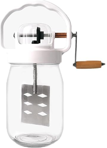 Genérico Manual Butter Maker, Butter Paddle, Hand Crank Butter Churner, Stainless Steel, Capacity 1500 Ml, Glass, Easy to Disassemble & Washable, for Home, Kitchen, Baking