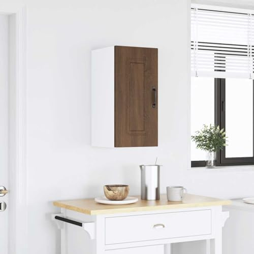 Qnhdfrt Küchen-Hängeschrank Kalmar 60 cm hoch aus Holzwerkstoff in Braun Eichen-Optik, platzsparender Wandschrank mit 50 kg Tragkraft, Modernes Design & einfache Montage für Küche Wohnzimmer Flur