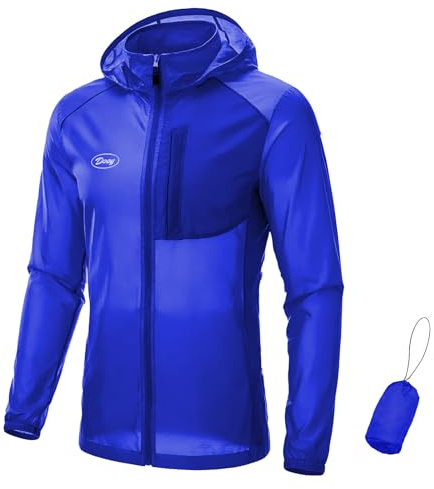 Men's Packable Cycling Jacket, Lightweight UPF 50+ Windbreaker with Hood