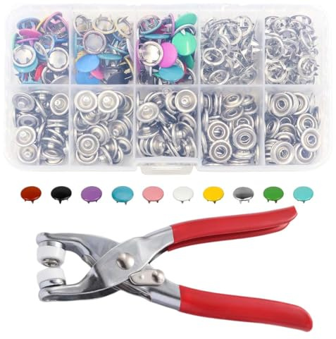 LQUYTA 400 Pezzi Bottoni a Pressione e Pinza Pressione a Cinque Artigli Vari Colori Adatto per DIY Abbigliamento Borse Artigianato Riparazione Decorazione Personalizzata
