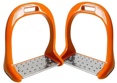 HWJFDC stigbygel 1 par stirrup häst ridning utrustning rostfritt stål legering tjocklek non-slip equestrian för saddle pedal (orange)