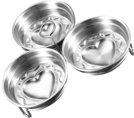 Sewroro Set 3 Stampo per Uova a Cuore in Acciaio Inossidabile 304, Utensili da Cucina per Colazione, Strumenti per Cuocere Uova Sode, Pasticcera e Snack Fatti in Casa