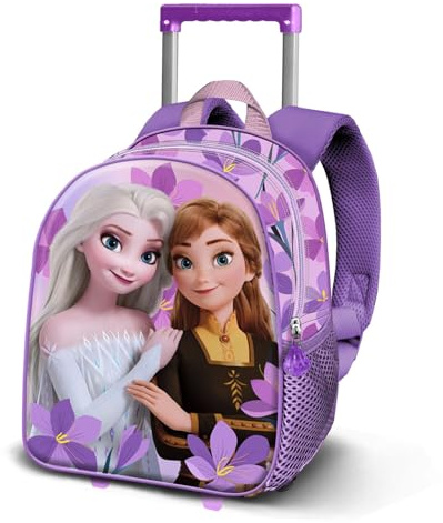 Disney Frozen 2 Violet-Mochila 3D con Ruedas Pequeña, Lila 26 x 34 cm, Capacidad 7 L
