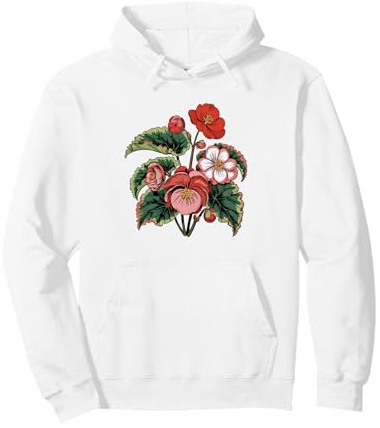 Minimalist Begonia Rex Leaf Silhouette Botanical Line Art Pullover Hoodie