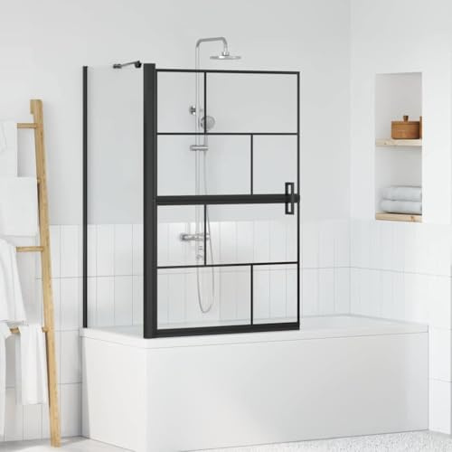 Basinlix Paraguas de ducha de baño negro transparente 80 x 68 x 128 cm vidrio templado plegable impermeable para baño, antisalpicaduras, mampara de ducha, mampara de ducha, montaje, duradero, fácil