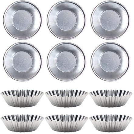 GLEAVI 12 Pezzi Stampo per Tartellette Mignon in Lega di Alluminio Argento, Mini Stampo Rotondo a Forma di Crisantemo per Budini e Crostate, per Dolci da Banchetto e Pasticceria