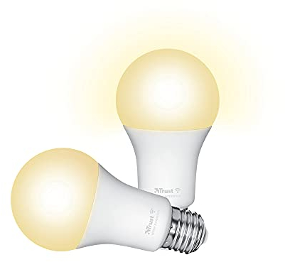 Trust WiFi E27 Lampadina Smart Dimmerabile, Compatibile con Alexa e Google Nest, Lampadina LED E27, Hub non Necessario, 2.4GHz Lampada WiFi, Luce LED Bianca, Luce Fredda e Calda - 2 Pezzi