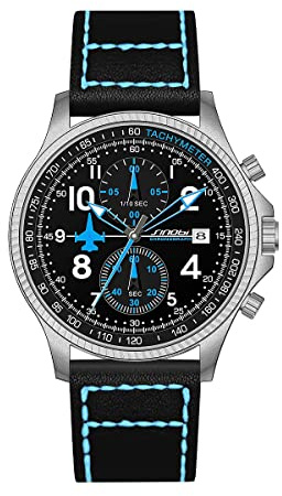 SHENGKE SINOBI Montres de Sport pour Hommes Chronographe Montres-Bracelets Multifonctions pour Hommes avec Calendrier Date Résistant à l'eau Montre Facile à Lire pour Homes (Silver-Blue)