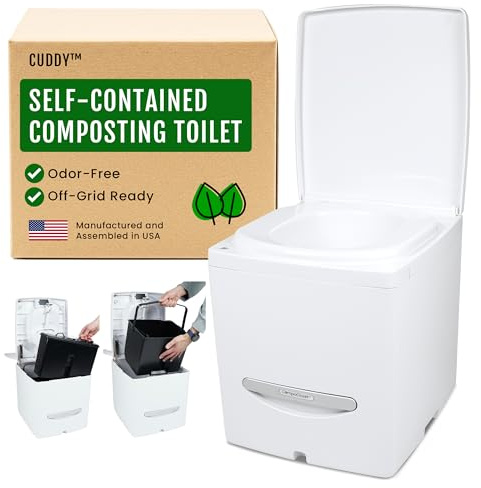 Cuddy Composting Toilet – Odorless, Waterless & Self-Contained. Perfect for Vans, Boats, RVs, Cabins & Off-Grid Living. 3.9 Gal Capacity, Easy to Empty, No Chemicals, 12V Fan, Internal Carbon Filter