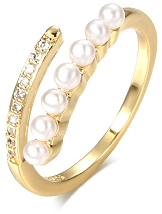 YAHOYA Vintage 925 Sterling Silber Perlenringe für Frauen Hochzeit Trendiger Schmuck Große verstellbare antike Ringe