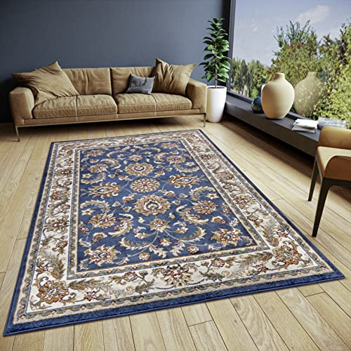 Hanse Home Reni Tapis Oriental Classique tissé serré avec Ornements et Motifs Floraux à Poils Courts Doux pour Chambre à Coucher, Salle à Manger, Salon, Couloir - Bleu crème, 57 x 90 cm