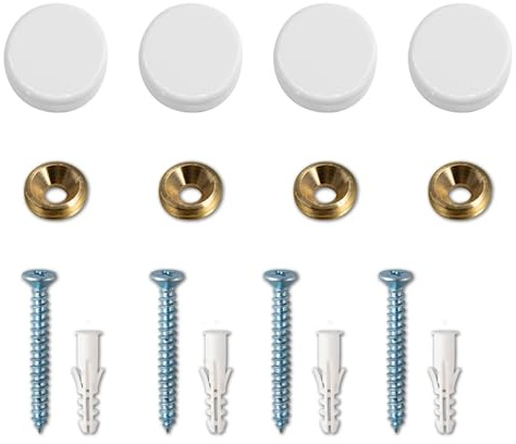 Decorative Screw Caps,Solid Aluminum Alloy Cap Mirror Screws Decorative Screw with Caps, 0.6, Polished White