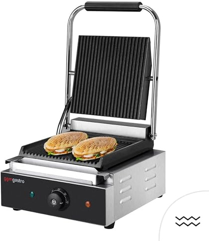 GGM Gastro | KGJ432 | Parrilla de contacto - 1,8 kW - ranurada en la parte superior e inferior - Superficie de cocción: 235 x 225 mm