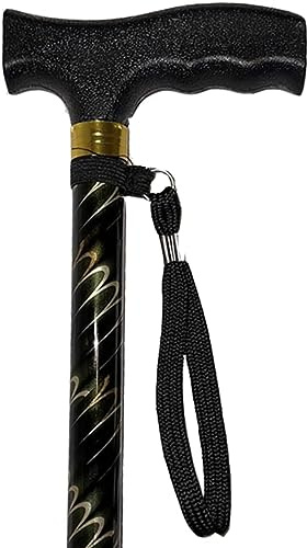 Marchet Deluxe Black Adjustable Walking Stick Cane for Men & Women Height Adjustable 23″–38.5″ Gold Etched Design Lightweight Durable Mobility Aid with Non-Slip Tip Ergonomic T-Handle & Wrist Strap