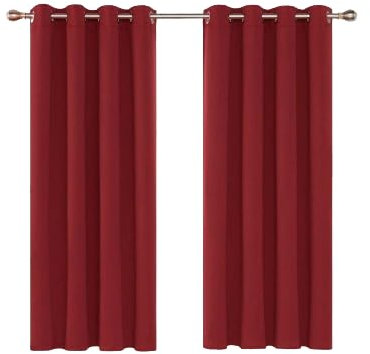 Ev Dekor® EVCRTN01 Thermal Blackout Curtains for Bedroom, Offices, Hotels Windows 66(167cm) Wide X 72(182cm) Long, Red - 2 Panels with Tie Backs