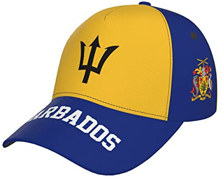 RFSHOP Barbados Flagge Barbadian Baseball Cap Full Print Erwachsene Männer Hut Patriotismus Supporter Fußball Caps Schwarz, #1467, One size