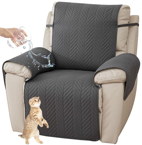NNSMUN Sesselbezug Sesselschoner Sessel-Überwürfe Relaxsessel Sesselauflage Relax, Recliner Chair Cover Antirutsch Husse mit Armlehnenschoner und langem Fußteil (Dunkelgrau,55x200CM)
