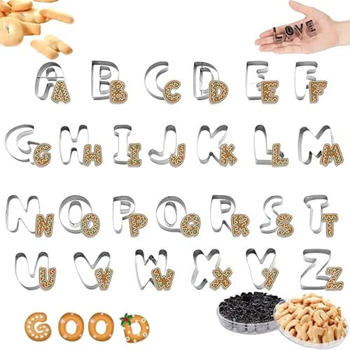 Ausstecher Buchstaben Acero Inoxidable Moldes Alfabeto FaJoek 26 Molde Galletas Letras Forma, Cortador de Galletas Alfabetos, Acero Molde Galletas Alfabeto, Cortador De Galletas De Acero Inoxidable